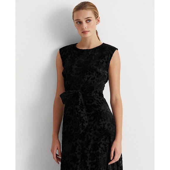 NEW Lauren Ralph Lauren Burnout Velvet Cocktail Dress 253854951001 Black 4 - Picture 5 of 5